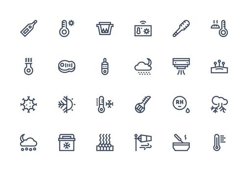 24 Icons for Temperature in Thick Line Line Format Versatile Icon Collection for Designers vector