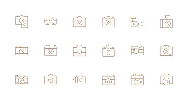 Snapshot Design Icons featuring 18 in Minimal Line Style Pixel Perfect Icons for Modern Apps vector