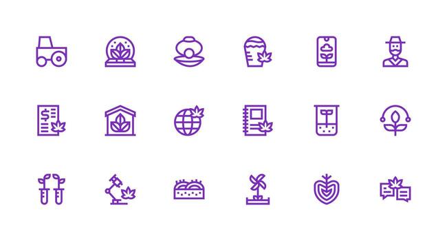 Cultivation featuring 18 Icons in Strong Stroke Line Design Icon Pack for UI vector