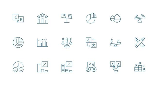 18 Icons for Comparison in Minimal Line Format Versatile Icon Collection for Designers vector