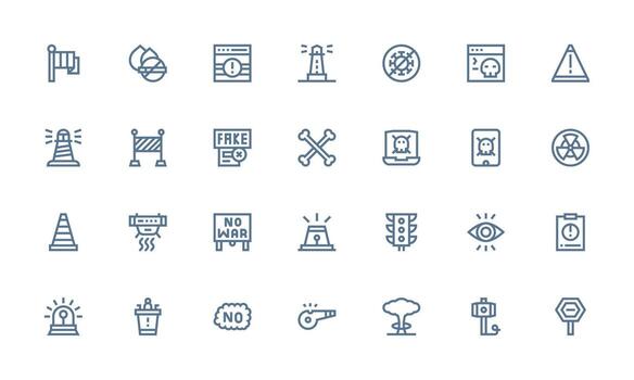 28 Warning Icons in Bold Line Aesthetic Core Icon Collection for Daily Tasks vector