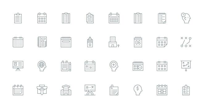 32 Thin Line Icons for Planning Graphics Neat Icon Set vector