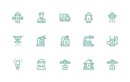 Emergency Response Icon Set with 15 Regular Line Graphics Style Icon Set vector