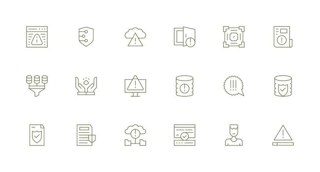 datos integridad conjunto con 18 mínimo línea íconos neutral estilo íconos para ninguna proyecto vector