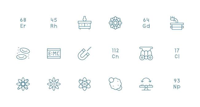Physics Icon Collection with 18 Minimal Line Designs Clean Icon Collection for Web Use vector