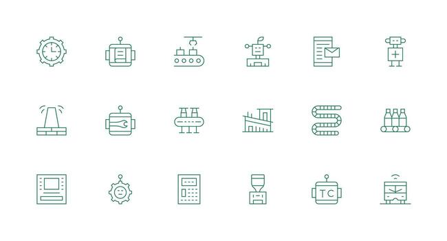 Automated featuring 18 Icons in Minimal Line Design Icon Pack vector