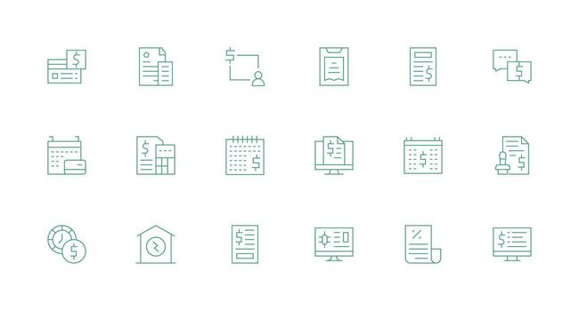 Billing Visual Pack containing 18 Minimal Line Icons Interface Icons for Daily Use vector
