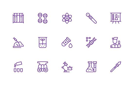 Experiment Visual Pack containing 15 Regular Line Icons Scalable Icons for All Themes vector