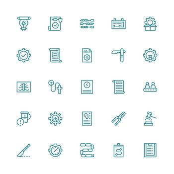 25 íconos para procedimiento en medio carrera contorno formato equilibrado icono conjunto para funcional diseño vector
