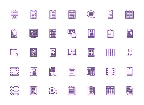 List Icon Collection with 35 Regular Clean Line Designs Clean Icon Collection for Web Use vector