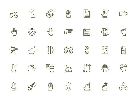 regular limpiar línea estilo acción íconos con 35 vectores mínimo icono conjunto para interfaz proyectos