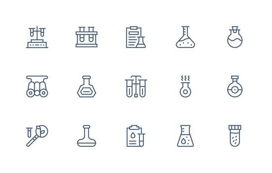 Experimentation Set with 15 Regular Line Icons Icon Set for Apps vector