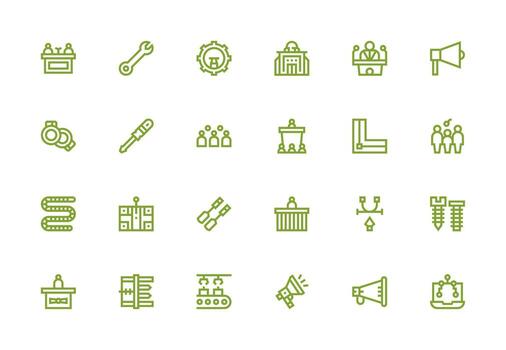 24 Icons for Assembly in Thick Line Line Format Clean Icon Set Icon Pack for UI Projects vector