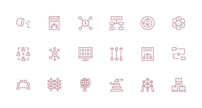 datos fluir conjunto con 18 mínimo línea íconos escalable íconos para todas temas vector