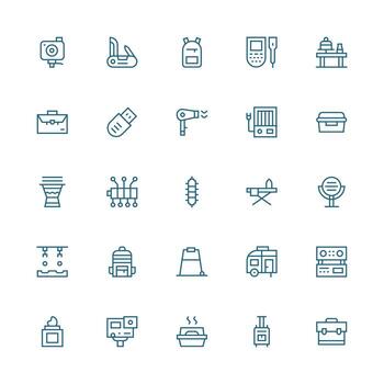Portable Design Icons featuring 25 in Medium Stroke Outline Style Neatly Designed Icons for Web Platforms vector