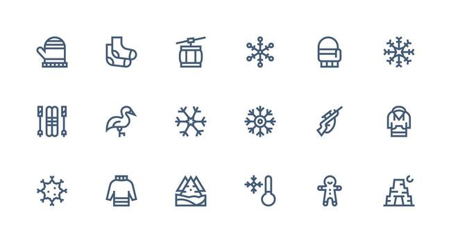 18 íconos para invierno en fuerte carrera línea formato interfaz icono colección para diario proyectos vector