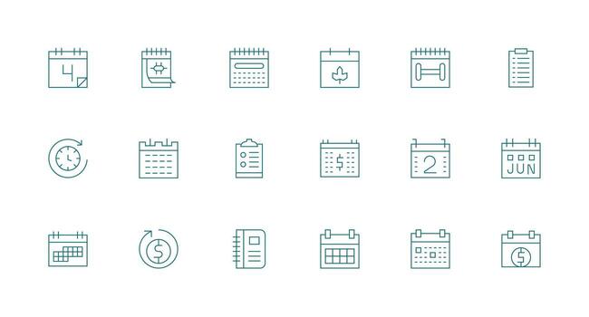 Minimal Line Icons from Monthly Set with 18 Vectors Sharp Icons for Presentations