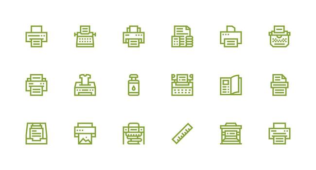 Printing Design Icons featuring 18 in Strong Stroke Line Style Multi-Style Icons for Creative Projects vector