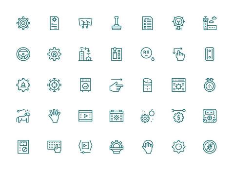35 regular limpiar línea íconos para controlar gráficos basado en temas icono paquete vector