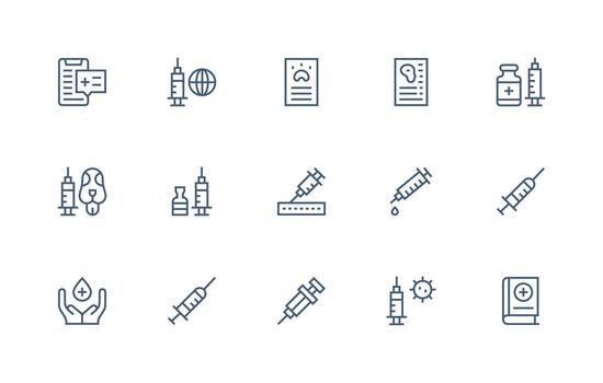 Regular Line Icons from Immunization Set with 15 Vectors Full Icon Library for UI Designers