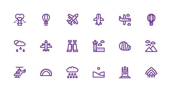 18 Strong Stroke Line Style Icons from Sky Collection Sharp Icons for Presentations vector