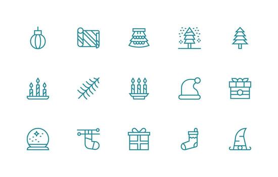 Regular Line Style Christmas Icons with 15 Vectors Icon Set for Projects