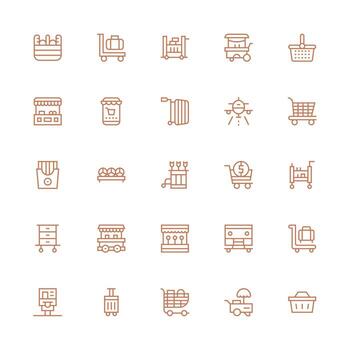 carro diseño íconos presentando 25 en medio carrera contorno estilo web icono colección vector