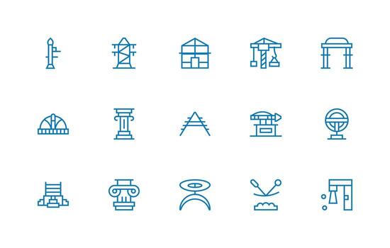 15 Support Structure Icons in Regular Line Aesthetic Professional Icon Pack for Development Work vector