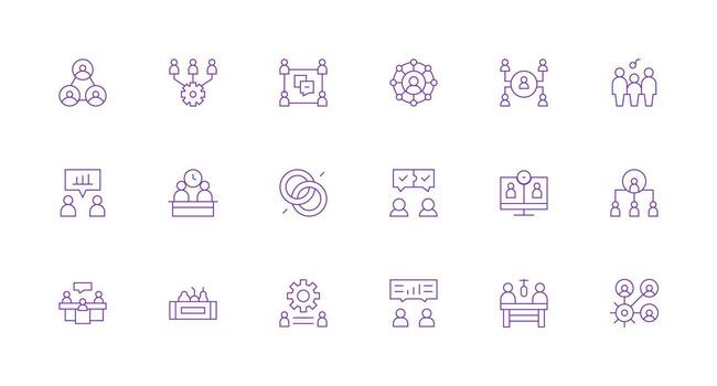 Teamwork Design Icons featuring 18 in Minimal Line Style Optimized Icon Pack for Digital Products vector