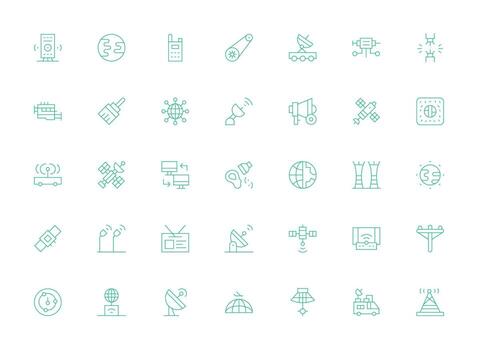 Light Line Icons from Transmission Set with 35 Vectors Responsive Icon Set for Flexible Layouts