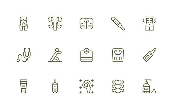 Regular Line Icons from Body Set with 15 Vectors Layout Icon Collection