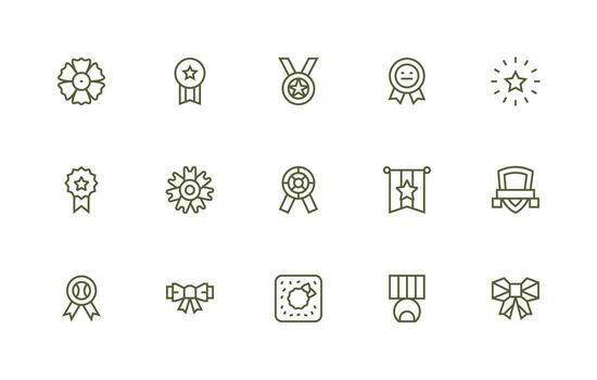 15 Distinction Icons in Regular Line Aesthetic User Interface Icons for Digital Products vector