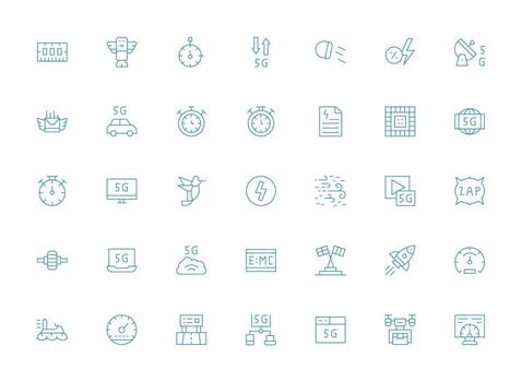 Speed Design Icons featuring 35 in Light Line Style Clean Icon Set Icon Pack for UI Projects vector