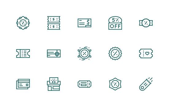 15 Regular Line Icons for Voucher Graphics Scalable Icons for All Themes vector