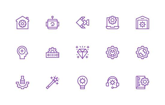 15 Regular Line Icons for Upgrade Graphics Multi-Purpose Icon Set vector