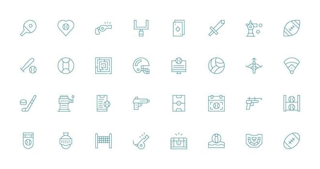 Game Design Icons featuring 32 in Thin Line Style Interface Icon Collection vector