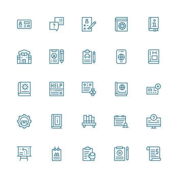 medio carrera contorno estilo documentación íconos con 25 vectores reutilizable icono conjunto