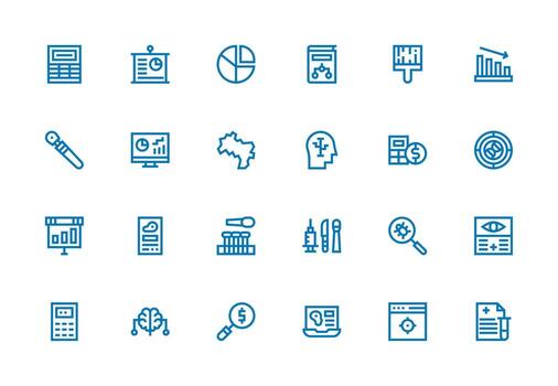 Analysis Visual Pack containing 24 Thick Line Line Icons Clean Icon Set Icon Pack for UI Projects vector