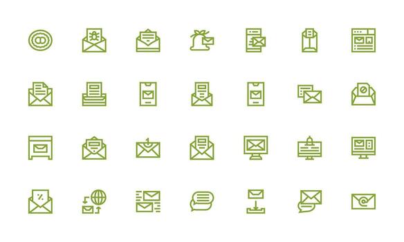 Inbox Set with 28 Bold Line Icons Detailed Icon Collection for Design Systems vector