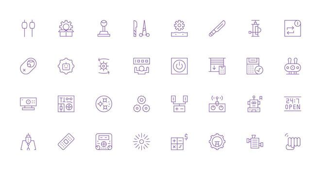 32 íconos para operación en Delgado línea formato optimizado icono paquete para digital productos vector