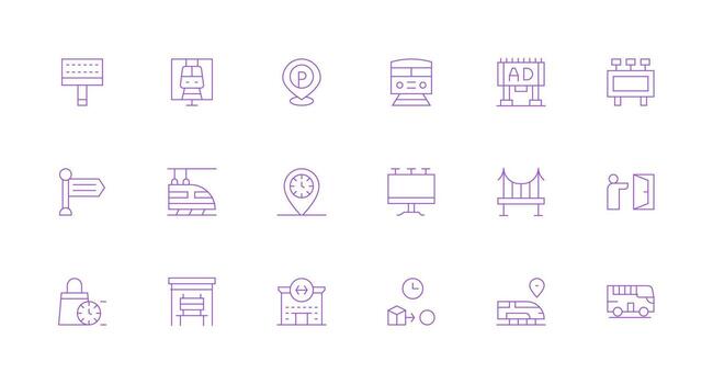 Transit featuring 18 Icons in Minimal Line Design Icon Set for Web vector