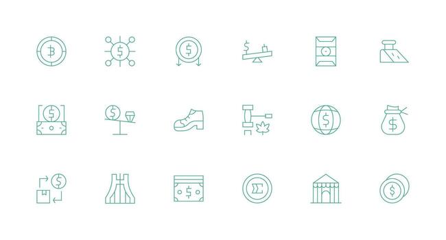 18 Minimal Line Style Icons from Trade Collection Quick Access Icons for UI Development vector