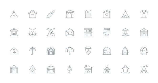 32 Thin Line Style Icons from Shelter Collection UI-Ready Icon Collection vector