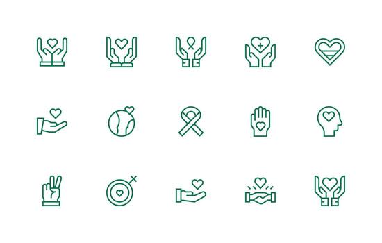 Regular Line Style Empathy Icons with 15 Vectors Customizable Icon Series for Mobile Screens