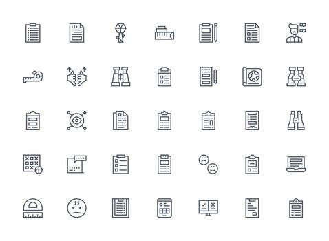 35 Regular Clean Line Icons for Survey Graphics Functional Icon Series vector