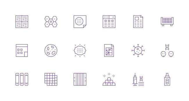 18 Minimal Line Icons for Cells Graphics Neat Icon Set vector