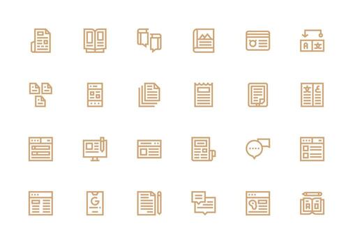 Text Design Icons featuring 24 in Thick Line Line Style Editable Icon Collection vector