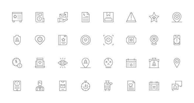 32 Icons for Important in Thin Line Format Interface Icon Collection vector