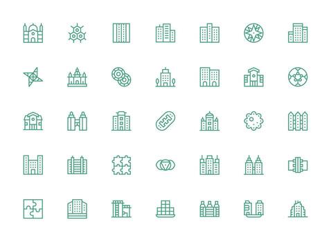 complejo presentando 35 íconos en regular limpiar línea diseño optimizado icono paquete para digital productos vector