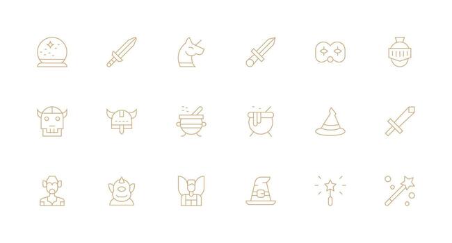 Fantasy featuring 18 Icons in Minimal Line Design User Interface Icons for Digital Products vector